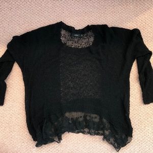 LF Millau black knit sweater with lace detailing